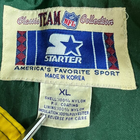VTG 90s Starter NFL Green Bay Packers Jacket Extra Large Green Full Zip Puffer - Picture 7 of 16
